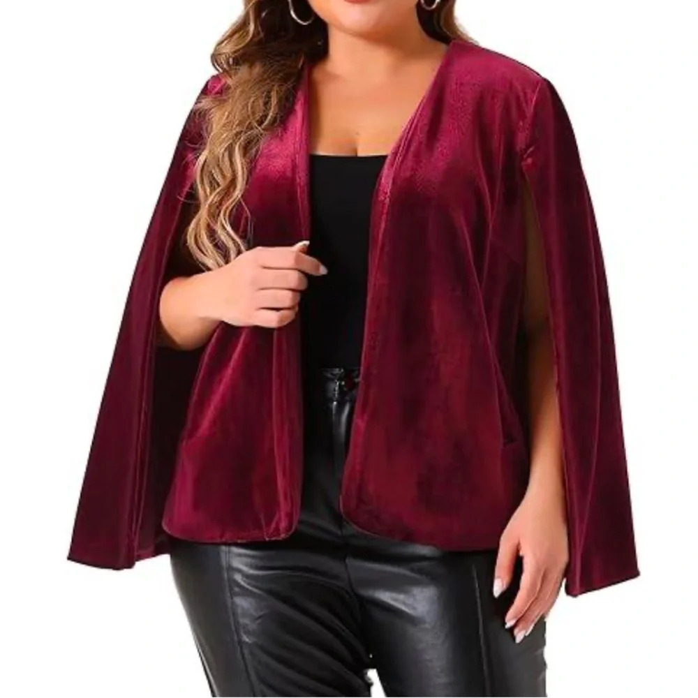 Agnes Orinda Size Cape Blazer for Women Elegant Casual Split